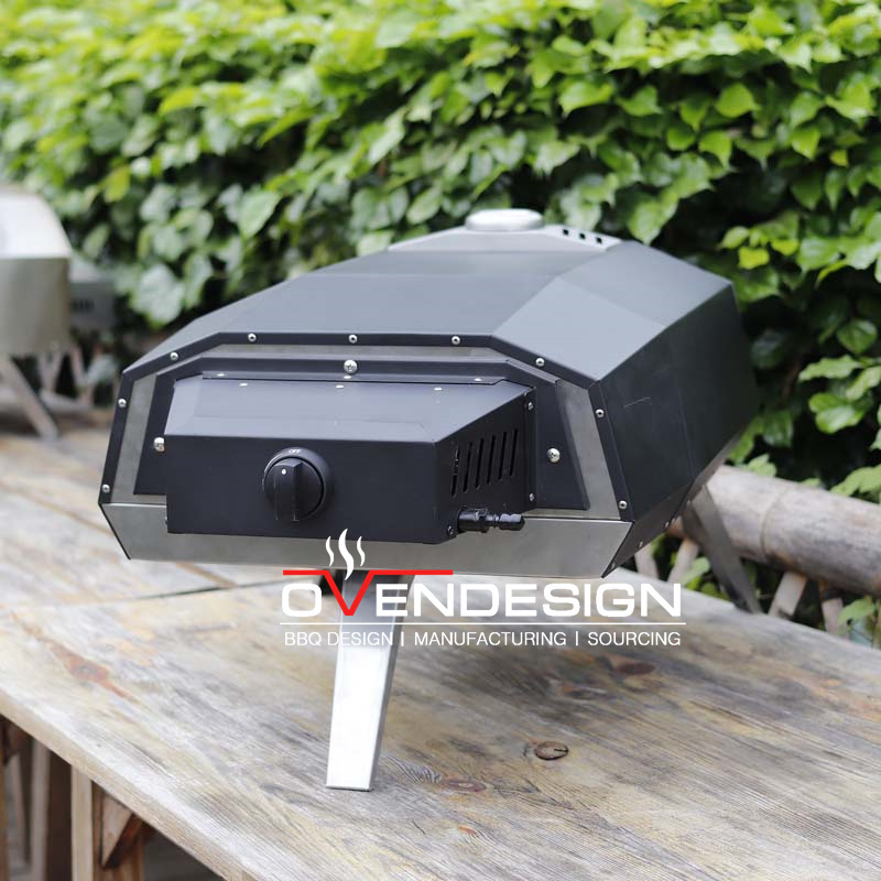 12 Inch Outdoor Crab Horn Shape Portable Gas Pizza Oven With Rotating Pizza Stone