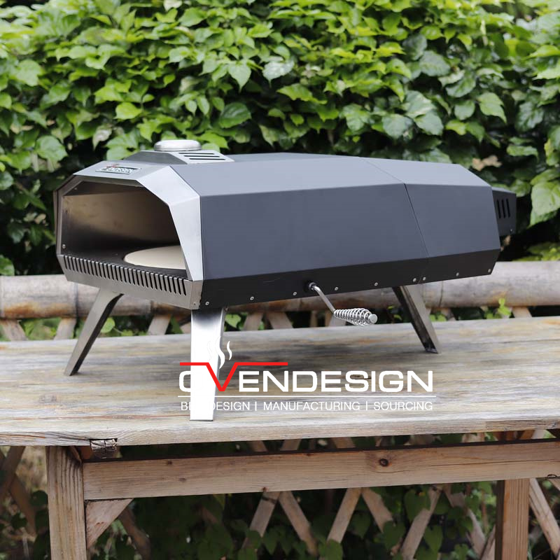 12 Inch Outdoor Crab Horn Shape Portable Gas Pizza Oven With Rotating Pizza Stone