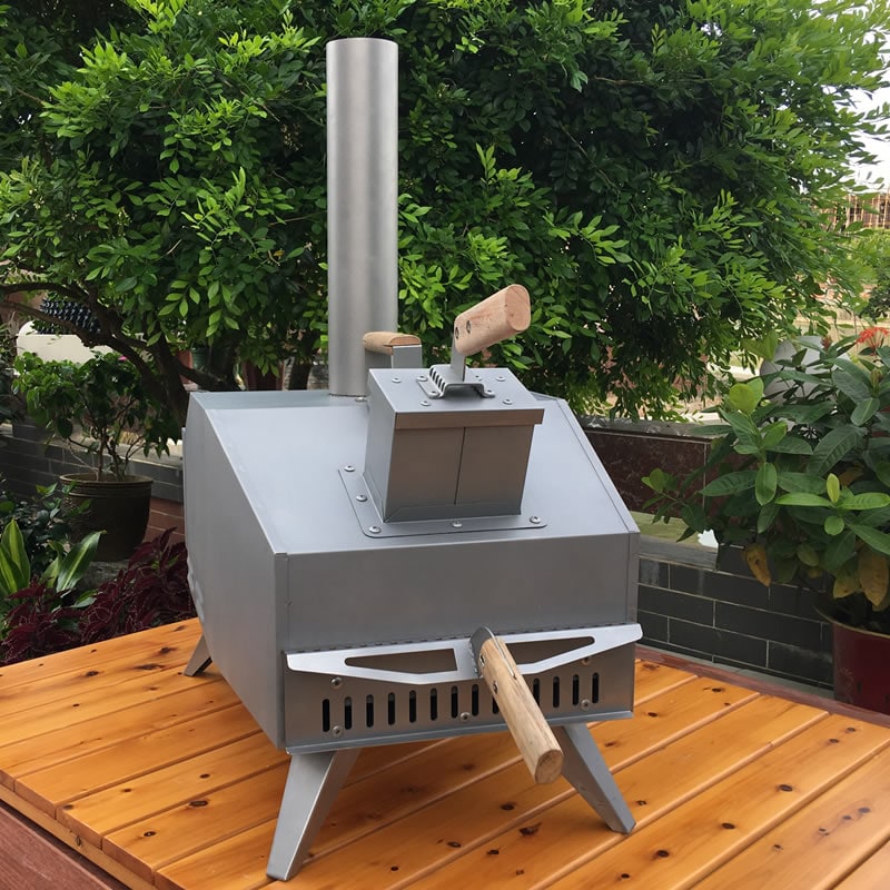 Portable Wood-Fired Outdoor Pizza Oven Rear Heating