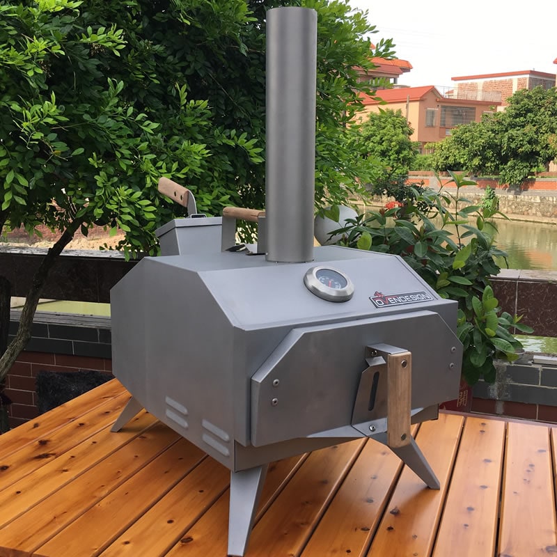 Portable Wood-Fired Outdoor Pizza Oven Rear Heating
