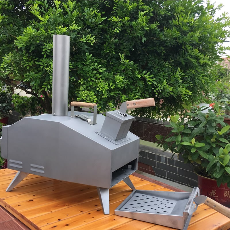 Portable Wood-Fired Outdoor Pizza Oven Rear Heating