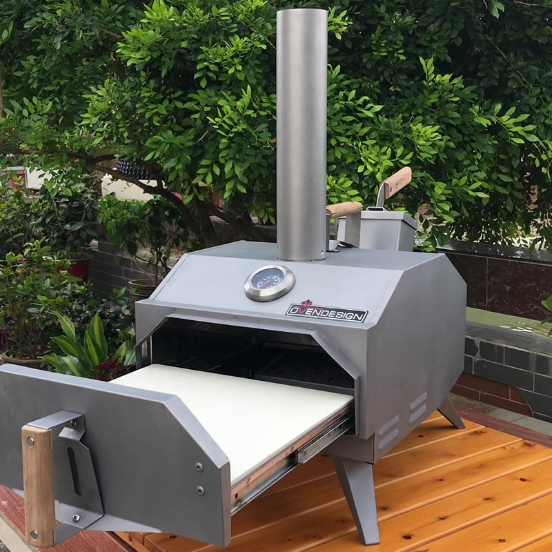 Portable Wood-Fired Outdoor Pizza Oven Rear Heating