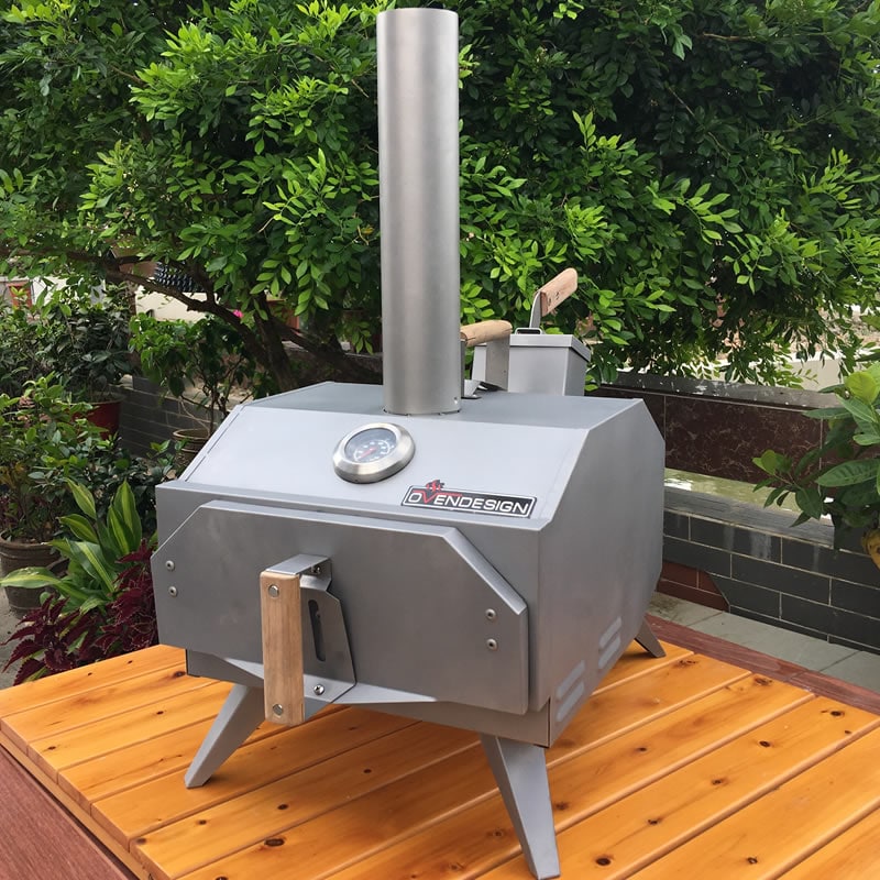 Portable Wood-Fired Outdoor Pizza Oven Rear Heating