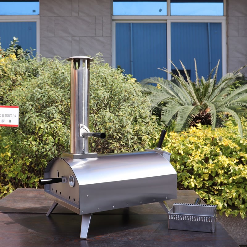 Portable Wood-fired Outdoor Pizza Oven, Stainless Steel Outdoor Pizza Stove QQW-2-S