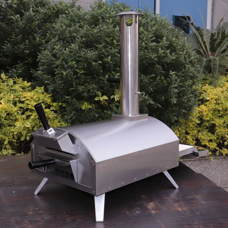 Portable wood-fired pizza oven with pull-out drawer