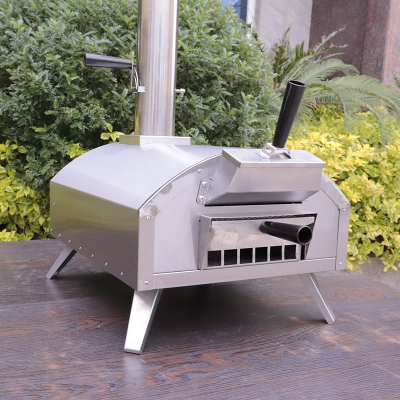 Portable wood-fired pizza oven with pull-out drawer