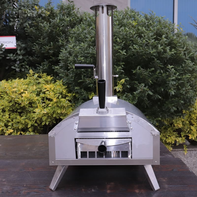 Portable wood-fired pizza oven with pull-out drawer
