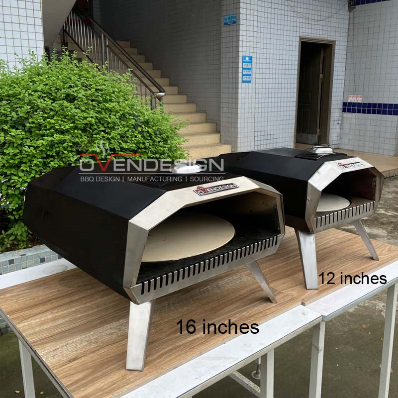 12 Inch Outdoor Crab Horn Shape Portable Gas Pizza Oven With Rotating Pizza Stone
