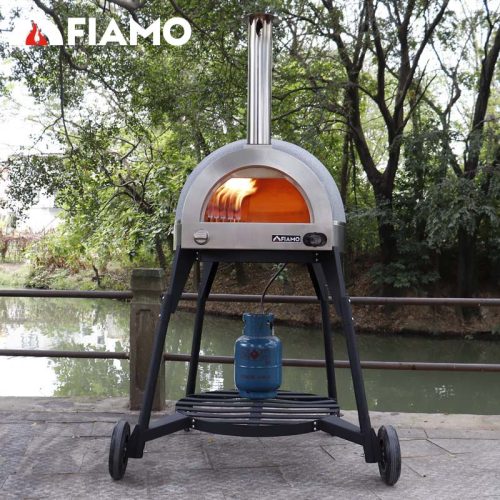 FIAMO MAXI Mobile Version Gas Clay Pizza Oven Dome Oven With Electronic Thermometer